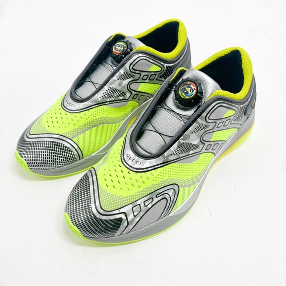 Gucci Men's Ultrapace R "Neon Yellow” GG Logo Sneakers - Picture 3 of 13